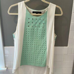 Boundary & Co. Leather Laser-cut Mint Tank Top